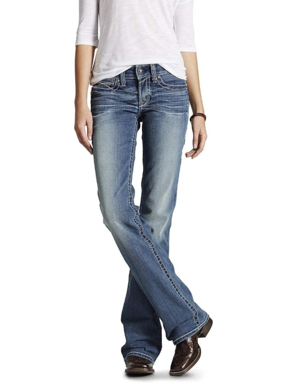 Stylish Women's Mid Rise Boot Cut Jeans - Comfortable Fit, Versatile Denim